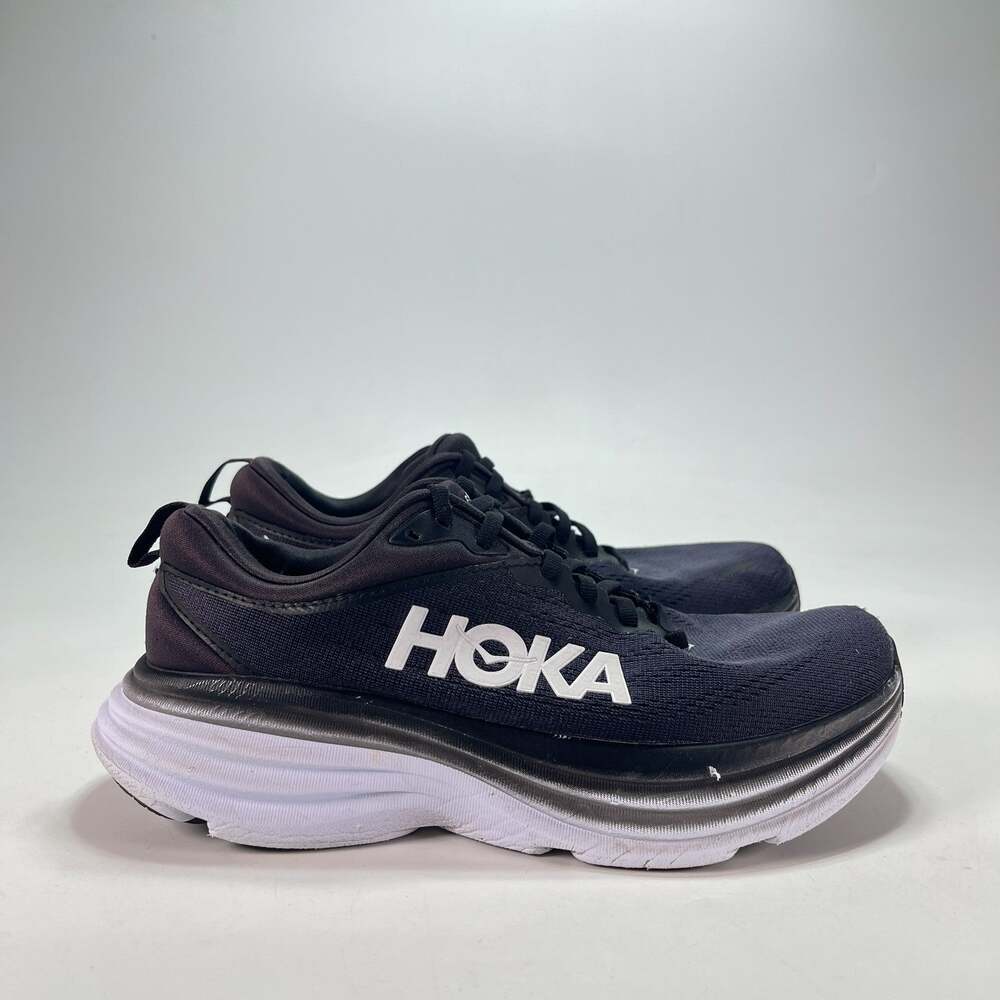 HOKA ONE ONE Bondi 8 Black White Running Shoes Women's Size 8 Wide